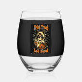 Trick Treat and Feral Cute Halloween Wijnglas Zonder Voet (Voorkant)