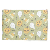 Trick Treat Boo Cute Halloween Pattern Kussensloop (Achterkant)