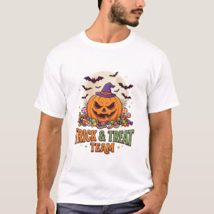 Trick Treat Team Heksenhoed Pompoen Volle Maan Sno T-shirt