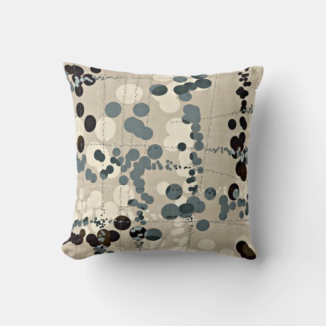 "Trickle" Blue en Brown Pillow Kussen (Voorkant)