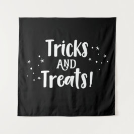 Tricks and Treats Halloween black Backdrop party  Wandkleed