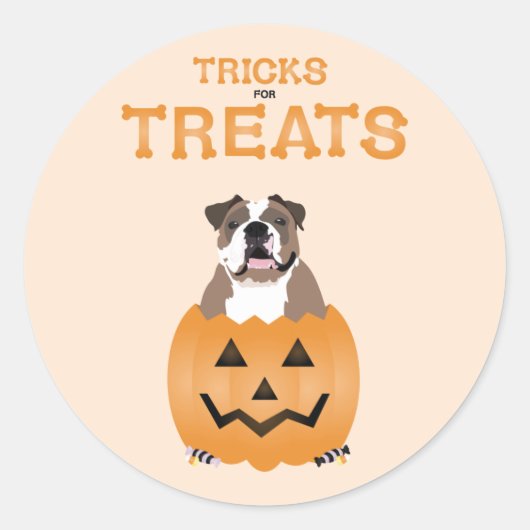 Tricks for Trets English Bulldog Oranje Ronde Sticker (Voorkant)