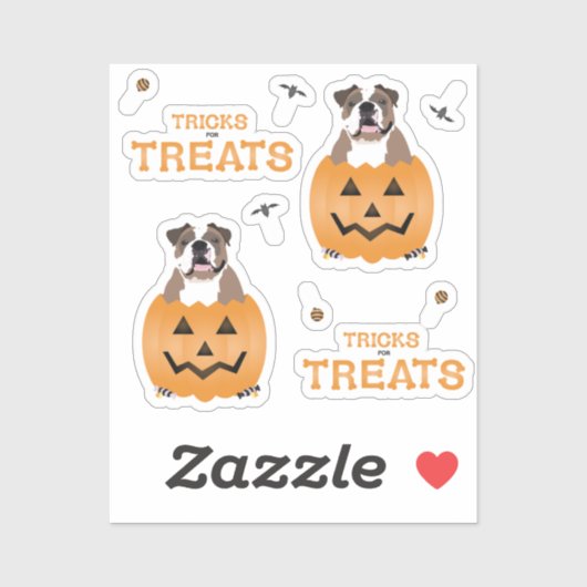 Tricks for Trets English Bulldog Oranje Sticker (Vel)