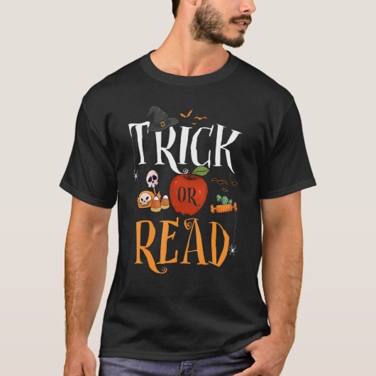 Tricks of leest het Librarian Halloween Costume Bo T-shirt (Voorkant)
