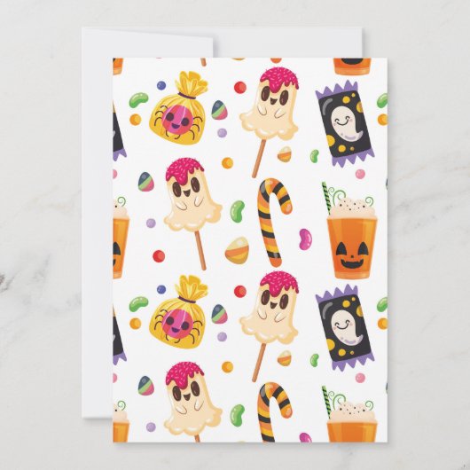 Tricks Treats Halloween Sweets Invites Party Kaart (Achterkant)