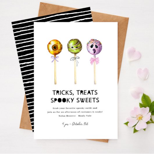 Tricks Treats Spooky Sweets Halloween Nodig Kinder Kaart