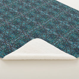 Trickster Blauw Groen Zwart Abstract India Inskuns Sherpa Deken