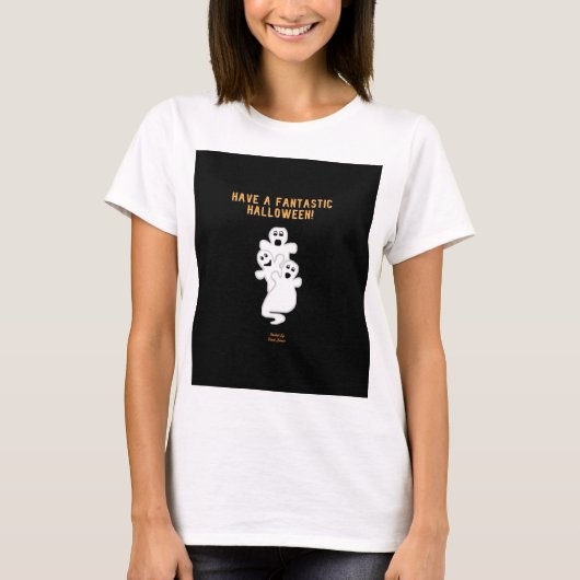 Trickster Ghosts White Basic T Shirt vrouwen (Voorkant)
