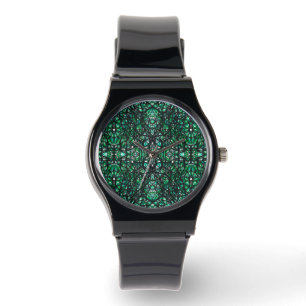 Trickster Green Abstract India Inkt Kunst Horloge