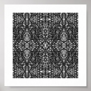 Trickster Zwart en Wit Abstracte Oost-Indische Ink Poster