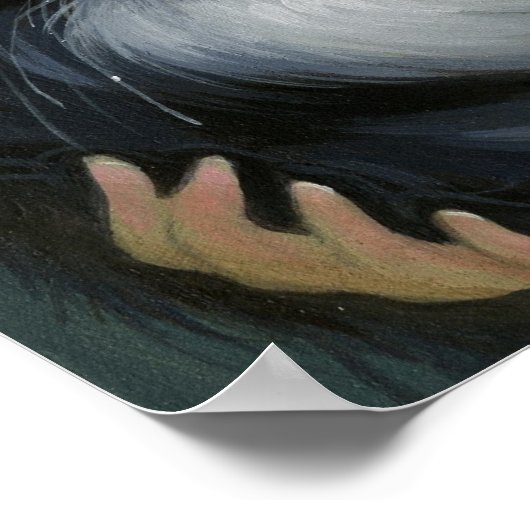 Tricksy Tuxedo Cat ART PRINT big eye cat fairy (Hoek)