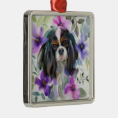Trico Cavalier kerstversier | paarse Floral Metalen Ornament (Rechts)