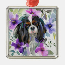 Trico Cavalier kerstversier | paarse Floral Metalen Ornament
