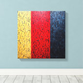 Tricolor Abstract Expressionism Canvas, Yellow Red Canvas Afdruk (Insitu (Houten vloer))