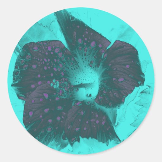 Tricolor Abstracte hibiscus Ronde Sticker (Voorkant)