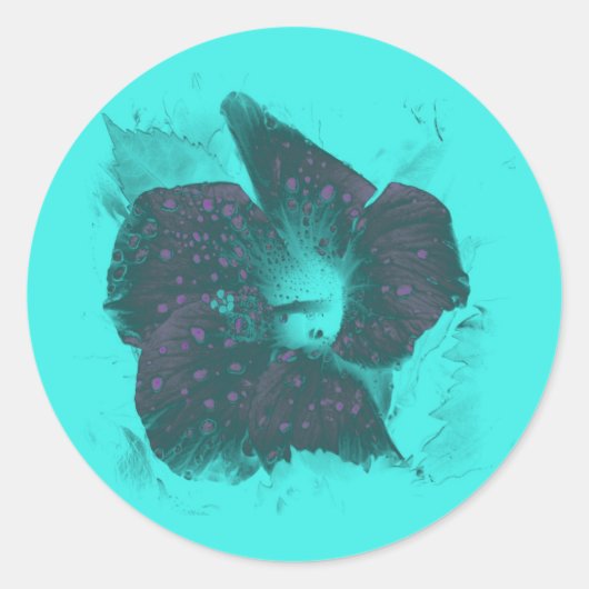 Tricolor Abstracte hibiscus Ronde Sticker (Voorkant)