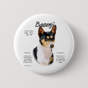 Tricolor Basenji Geschiedenis, Alles over Basenji' Ronde Button 5,7 Cm