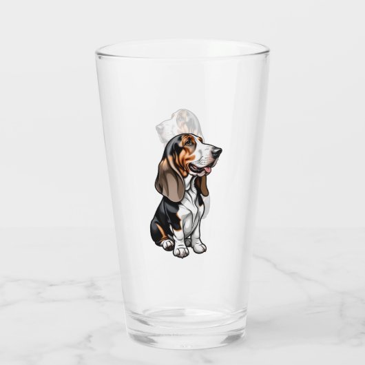 Tricolor Basset Hound Glas (Achterkant)