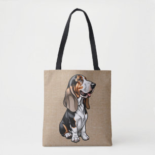 Tricolor Basset Hound Tote Bag