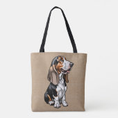 Tricolor Basset Hound Tote Bag (Achterkant)