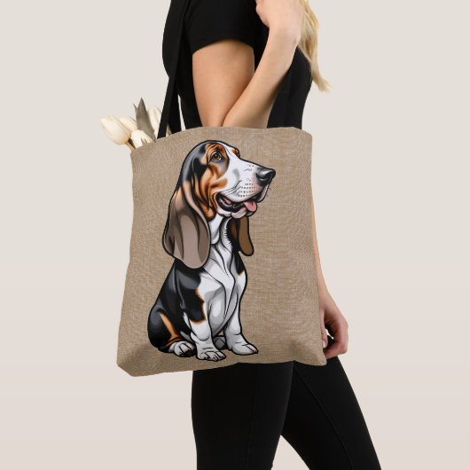 Tricolor Basset Hound Tote Bag (Dichtbij)