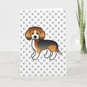 Tricolor Beagle Cute Cartoon Dog Kaart