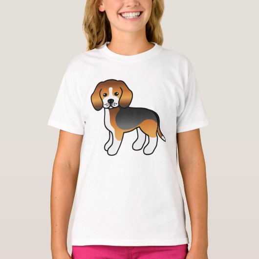 Tricolor Beagle Cute Cartoon Dog T-shirt (Voorkant)