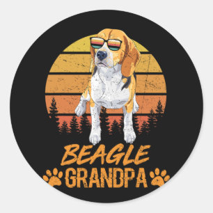 Tricolor Beagle Dog Opa Paw Vader Ronde Sticker