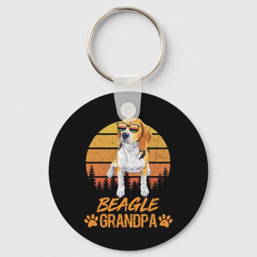 Tricolor Beagle Dog Opa Paw Vader Sleutelhanger (Voorkant)