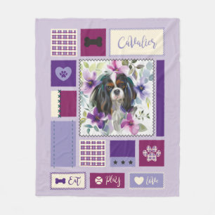 Tricolor Cavalier blanket paars   Middelgroot Fleece Deken