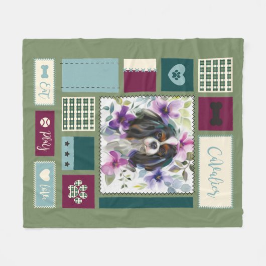 Tricolor Cavalier deken | Middelgroot (Voorkant (Horizontaal))