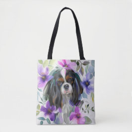Tricolor cavalier dog art canvas tas