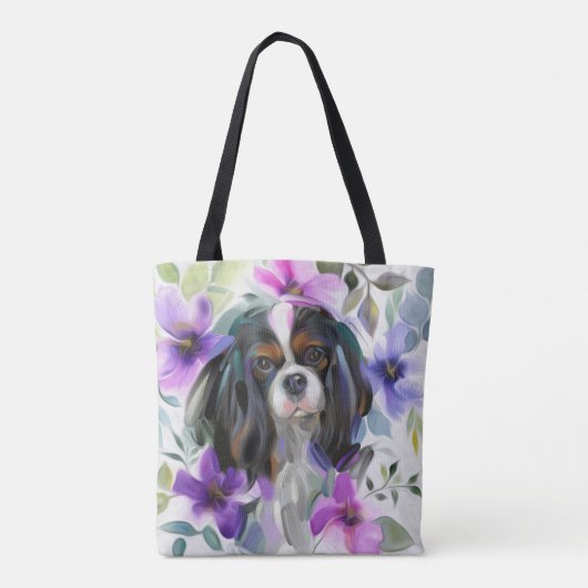Tricolor cavalier dog art canvas tas (Achterkant)