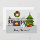 Tricolor Cavalier Dog in een kerstzaal Briefkaart (Voorkant / Achterkant)