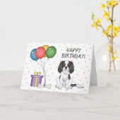 Tricolor Cavalier King Charles Spaniel - Birthday Kaart (Gele Bloem)