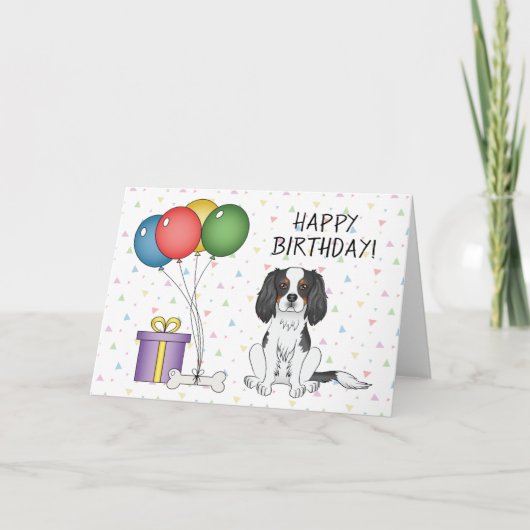 Tricolor Cavalier King Charles Spaniel - Birthday Kaart (Voorkant)