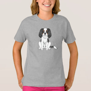 Tricolor Cavalier King Charles Spaniel Dog Sitting T-shirt