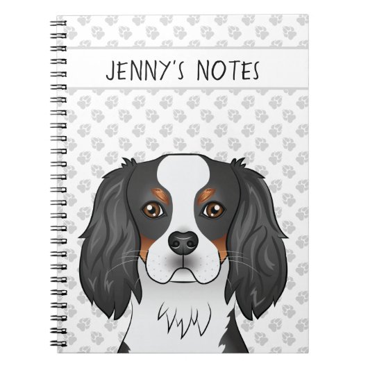 Tricolor Cavalier King Charles Spaniel Dog & Text Notitieboek (Voorkant)