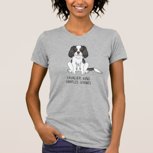 Tricolor Cavalier King Charles Spaniel Dog & Text T-shirt (Voorkant)