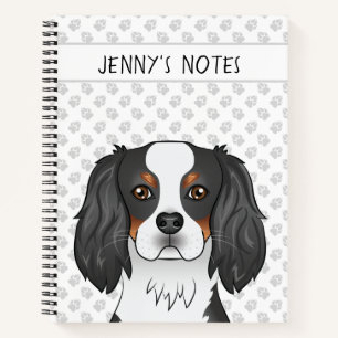 Tricolor Cavalier King Charles Spaniel Head & Text Notitieboek
