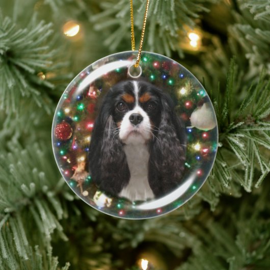 Tricolor Cavalier King Charles Spaniel Keramisch Ornament (Boom)