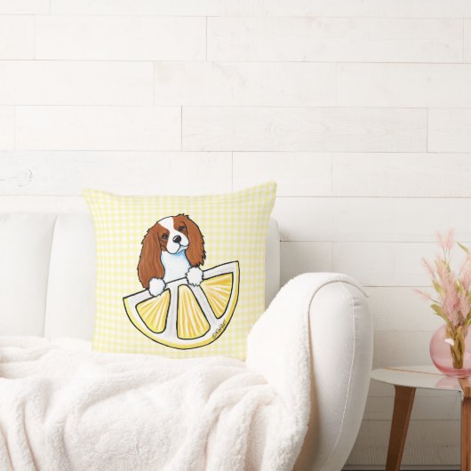 Tricolor Cavalier Lemon Gingham Sierkussen (Bank)
