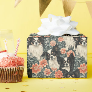 Tricolor Chihuahuas William Morris Style Floral Cadeaupapier