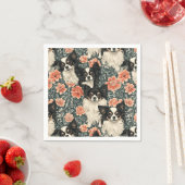 Tricolor Chihuahuas William Morris Style Floral Servet (Insitu)