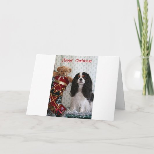 Tricolor Christmas Cavalier Feestdagen Kaart (Voorkant)