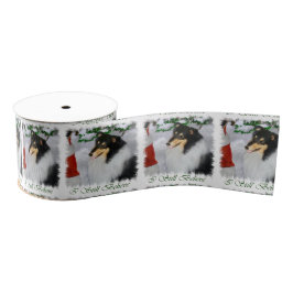 Tricolor Collie ontmoet Kerstmis Grosgrain Lint