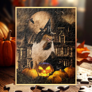 Tricolor Collie Sorcerer & Pumpkins, Halloween - Legpuzzel