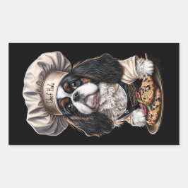 Tricolor Cooking Chef Cavalier Charles Spaniel Rechthoekige Sticker