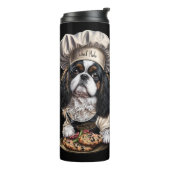 Tricolor Cooking Chef Cavalier Charles Spaniel Thermosbeker (Gedraaid links)
