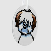 Tricolor Coton de Tulear Face Ornament (voorkant)